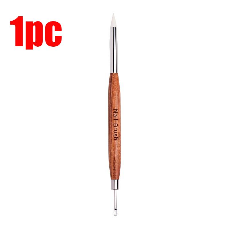 1/2pcs Wooden Double Head Nail Art Brush Silicone Carving Pen Nail Supplies Carving Flower Painting Pen for Nail Art Tool Extend