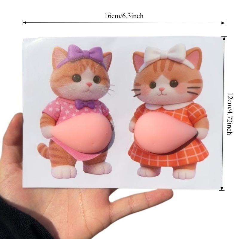 

Chubby 3D Kitty Stickers Squeeze Toy Soft Cute Cat Belly Sticker Fidget Toy Squeezable 3D Cat Adhesive Stickers Home Decor