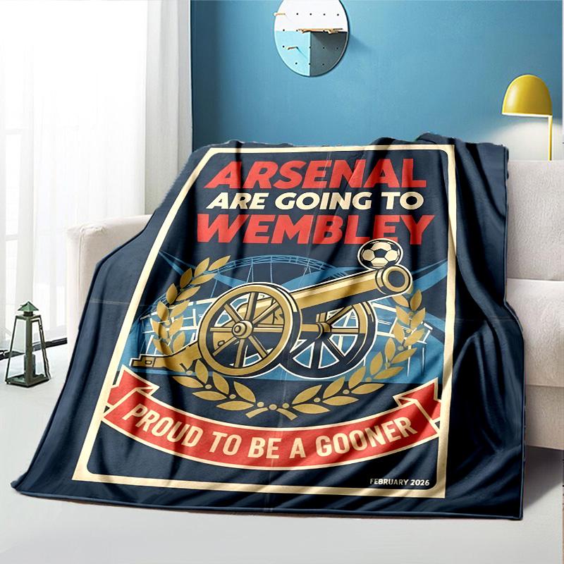 Arsenal F.C Pattern Blanket for Home Decoration, Bed, Sofa, Car Travel, Camping, Suitable for All Seasons, Birthday Christmas Gift