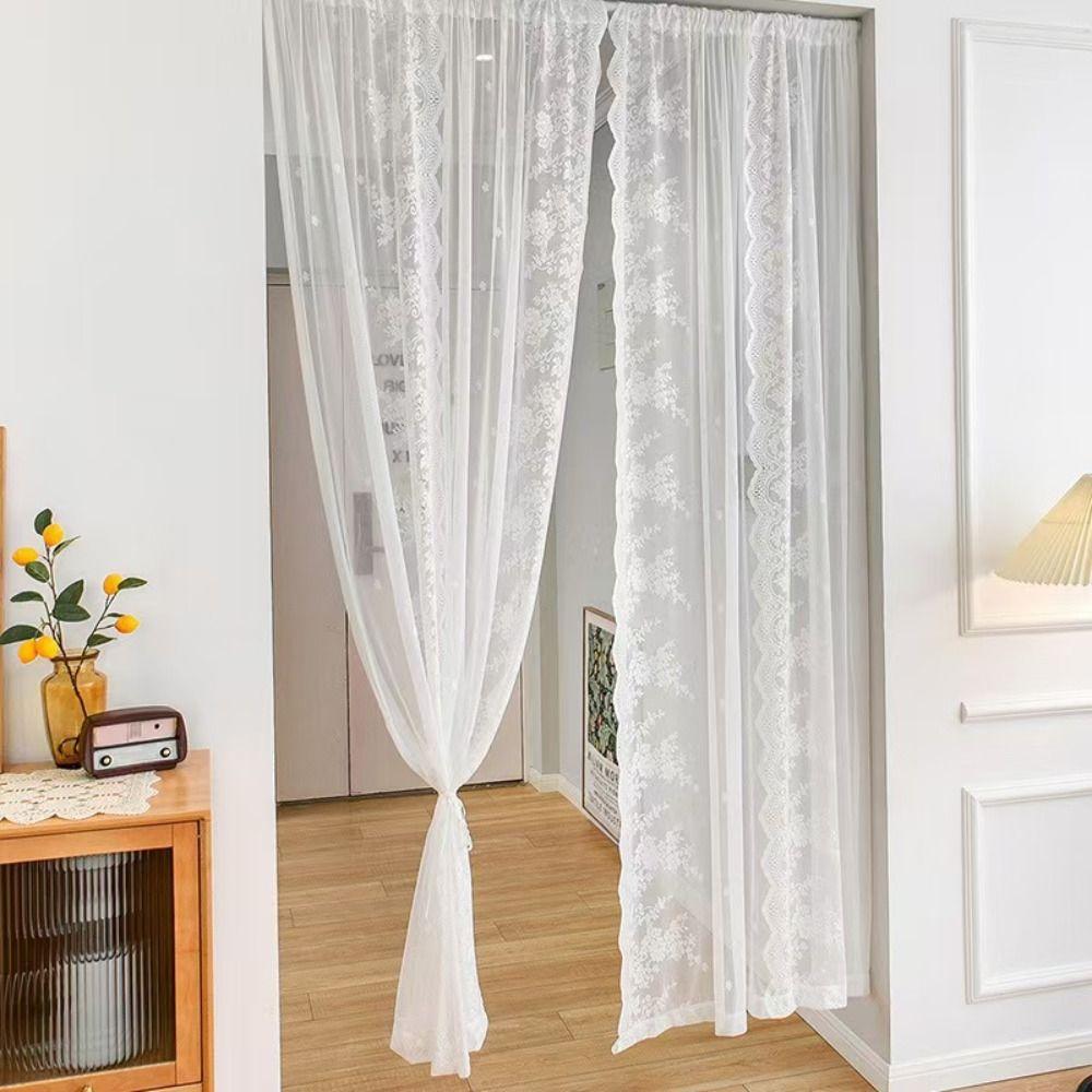 

Романтичні Білі Мереживні Штори Вишиті Макраме Тюль Спадщина Драпірування Вітальня W130cm X H150cm 1pc білий