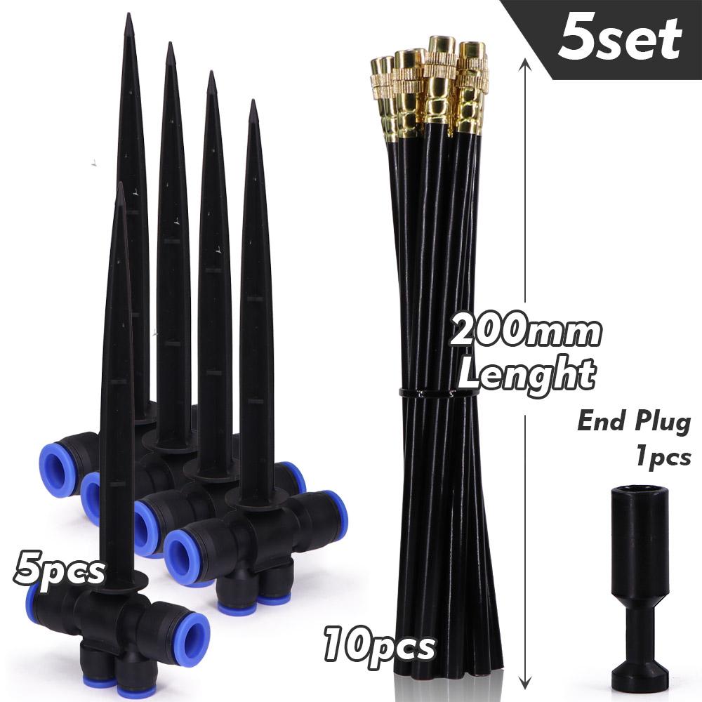 

3/8 9/12mm Dual-head Free Bend Misting Nozzle w/ Stake Adjustable Sprinkler Outdoor Garden Irrigation Cooling Watering Sprayer