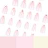 24pcs Press On Nail Short Almond False Nail With Flowers Designs Glossy Artificial Full Cover Stick On Nail for Women