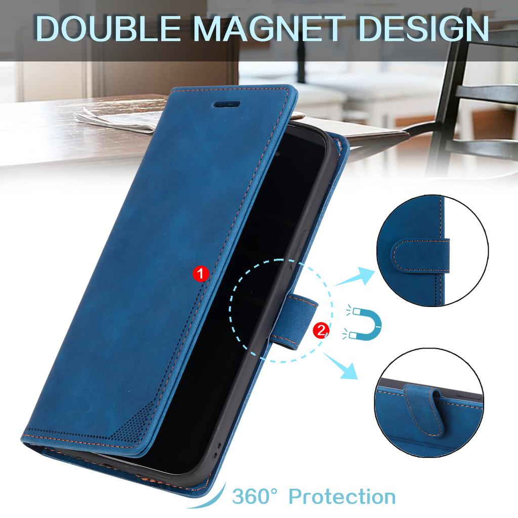 Applicable to iPhone15 mobile phone leather case S24 solid color matte anti-theft brush card holder wallet protective case