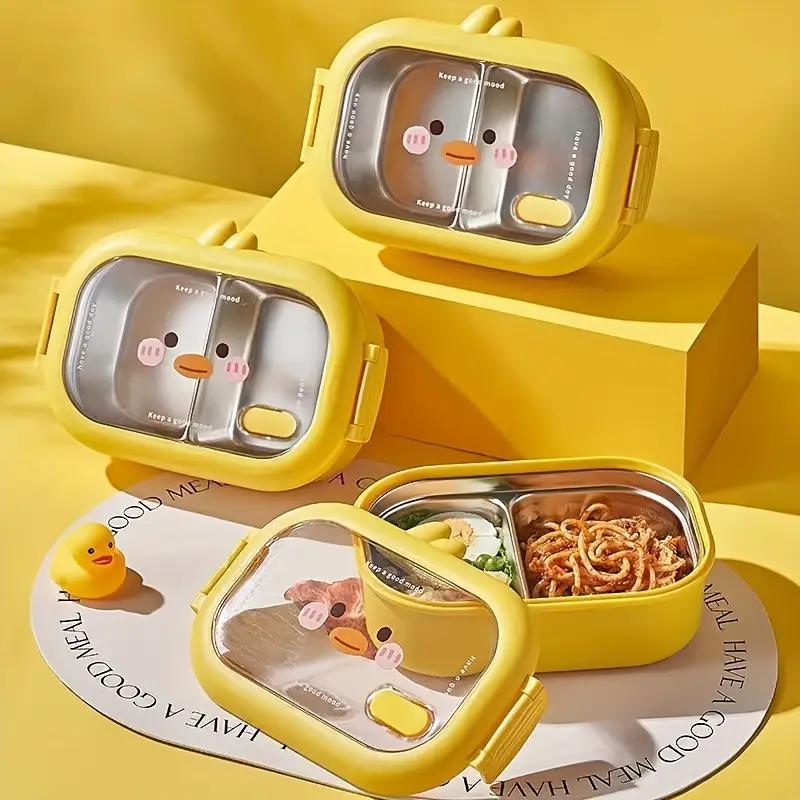 Cutie de prânz termoizolată din oțel inoxidabil Rață Galbenă Mică Cutie de prânz portabilă pentru studenți Cutie de prânz portabilă cu compartiment pentru bol de supă Cutie de prânz