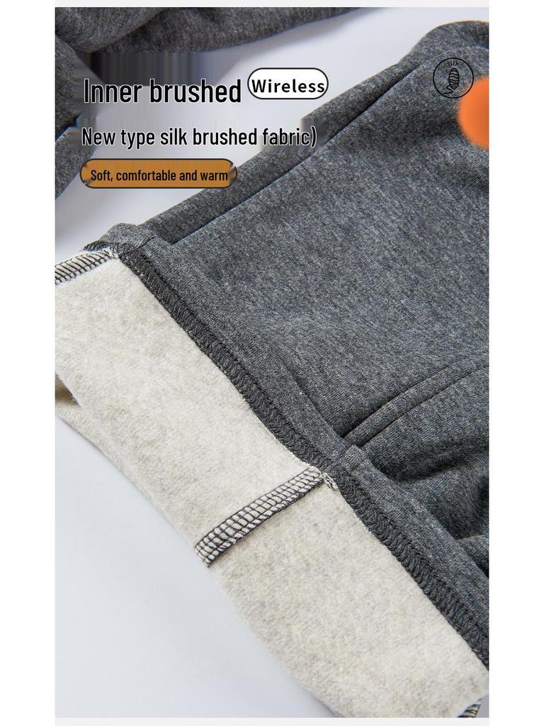 Maulbeerseide Gebürstet Warm Lässig Gerades Bein Hose - Bequem, Sportlich, Herbst/Winter 5152