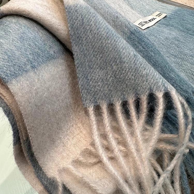 British Plaid Wool Scarf Women's Winter Versatile Couple's Warm Shawl Dual Use