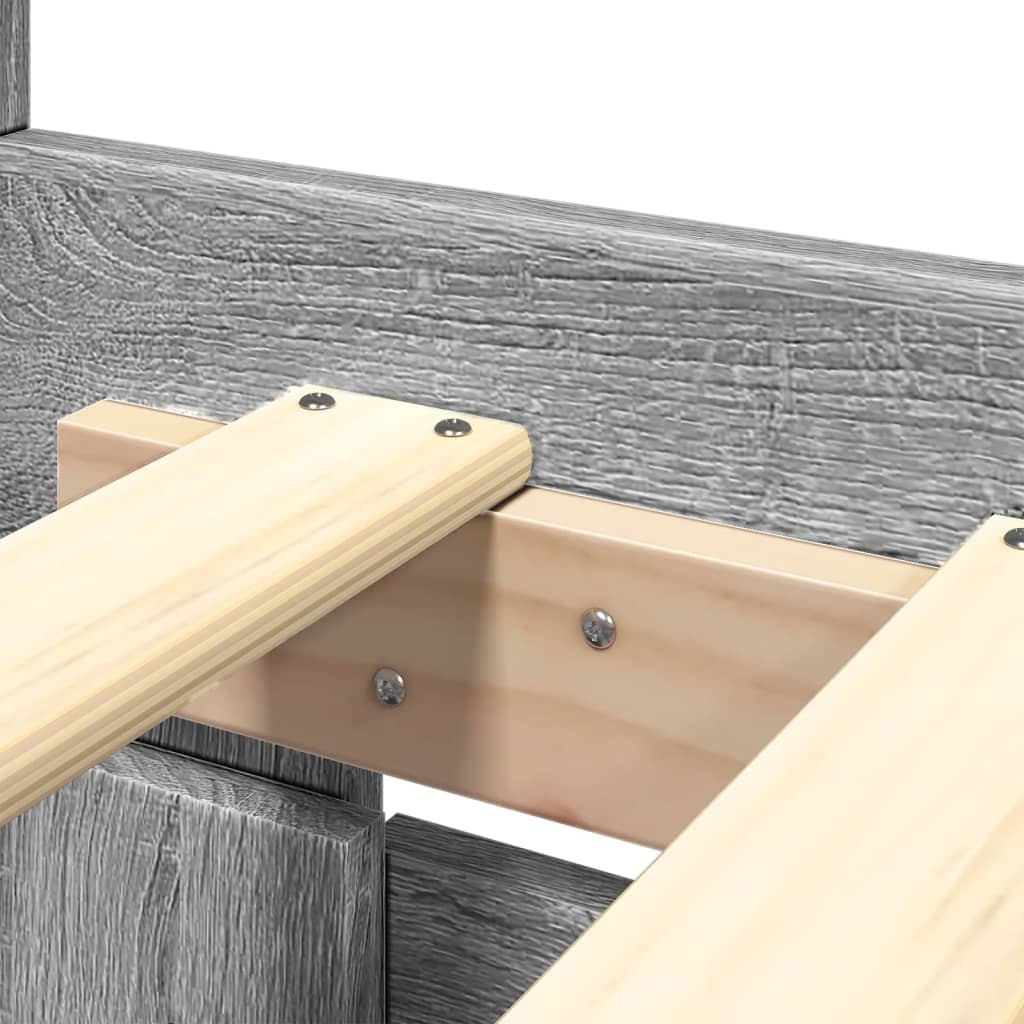 Bed Frame with Headboard Grey Sonoma 160x200 cm Particleboard