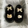 Fashion Cute Cartoon Plush Decoration Indoor Slippers Women 2025 Winter Sweet Bowknot Indoor Slippers Warm Short Plush Bedroom Slides