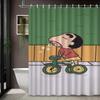 Crayon Shin-Chan Cowboy Rope Swing 2D Print Waterproof Shower Curtain, Blue Sky Bathroom Decor With Hooks