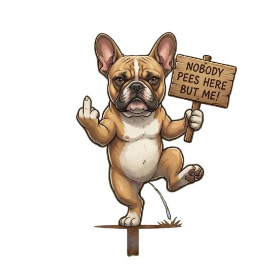 

Yousheng Bulldog Cat Garden Stake Nobody Pees Here But Me Metal Yard Stake Funny Middle Finger Cat Dog Sign for Outdoor Backyard Lawn No Pooping Keep A