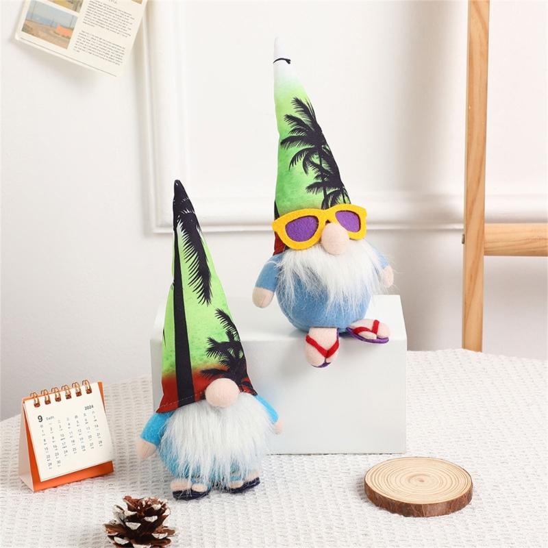 Hawaii Gnome Decorations for Farmhouses Home Beach Gnome Tiered Tray Decors Kitchen Shelf Table Tomtes Ornament Craft