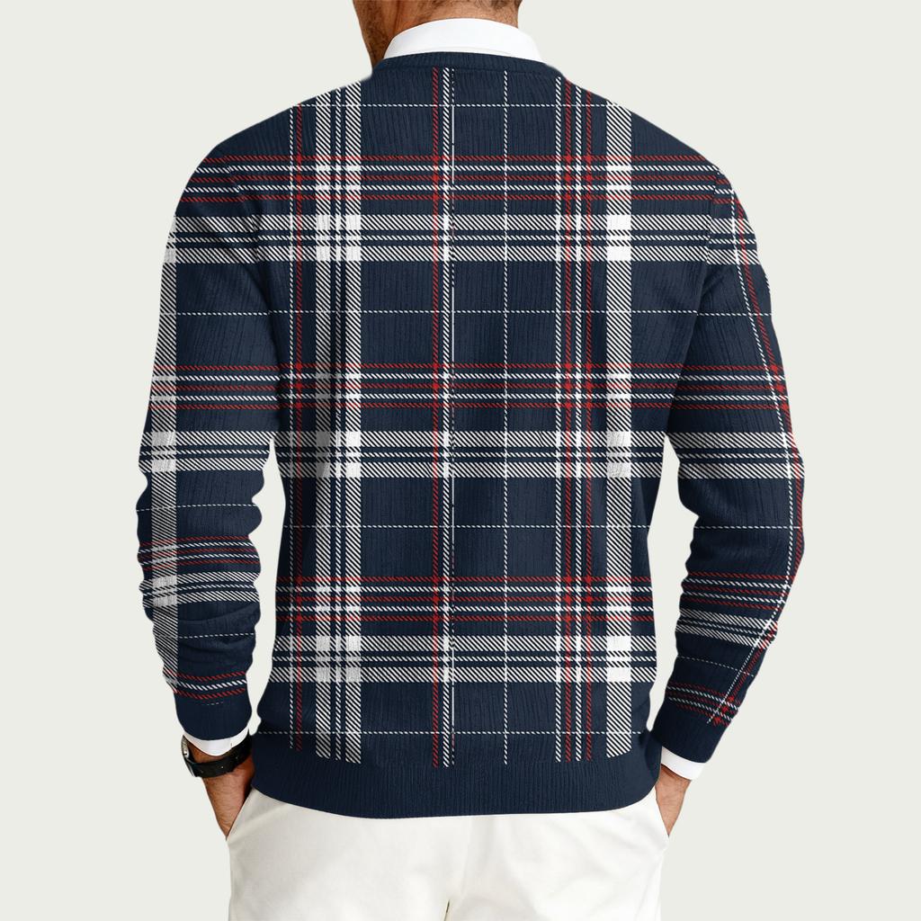 Men's Round Neck Long Sleeve Ribbed Knit Pullover