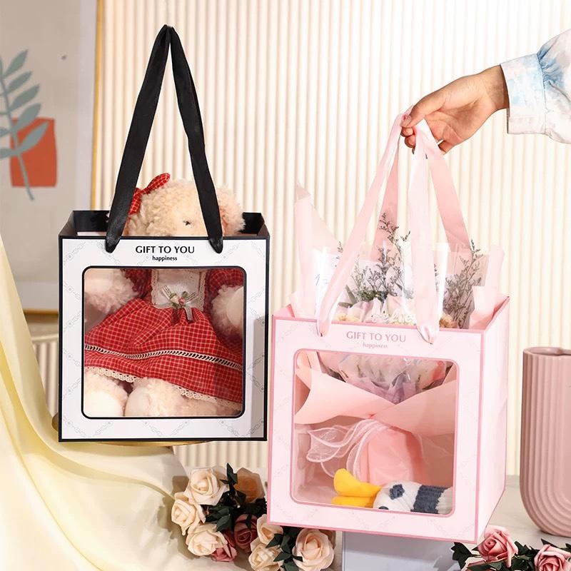 WTEMPO Foldable Paper Gift Bags with Rope Handles Portable Presents Packaging Bags Party Decor Favor Treat Bags