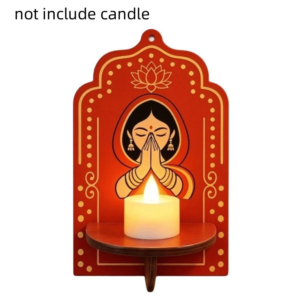 India Pray Girl Wall Storage Rack Lotus Flower Wall Display Stand Decorative Wall Decor Home
