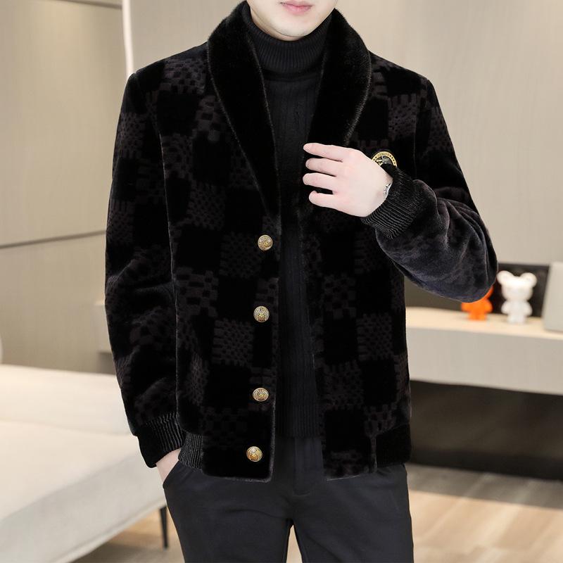 2025 Men's High-End Golden Sable Velvet Fur Coat - Trendy, Thick, Cold-Proof Overcoat for Autumn/Winter