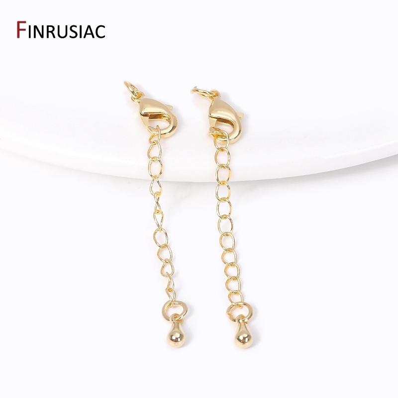 14K Gold Plated Brass Extension Chain Tail Chain Lobster Clasp Extender Chains For Jewelry Making DIY Bracelet Necklace Findings