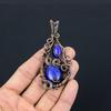 Pandantiv Lapis Lazuli Bijuterii cu Pietre Prețioase Lucrate Manual, Pandantiv Înfășurat în Sârmă de Cupru 999, Pandantiv Bijuterii cu Design Unic