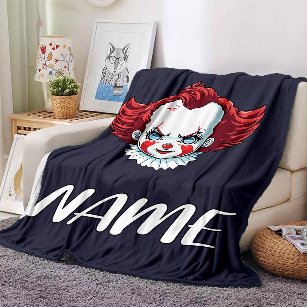 Customiz Name Personality Pennywise the Dancing Clown Blanket Soft &Warm Sofa Office Bed Travel Lunch Break Blanket, Gift Suitable All Seasons