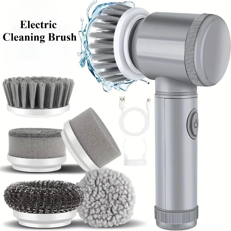 5-in-1 Electric Power Spin Scrubber for Bathroom Cleaning with 5 Replaceable Brush Heads for Tiles Bathtubs Sinks