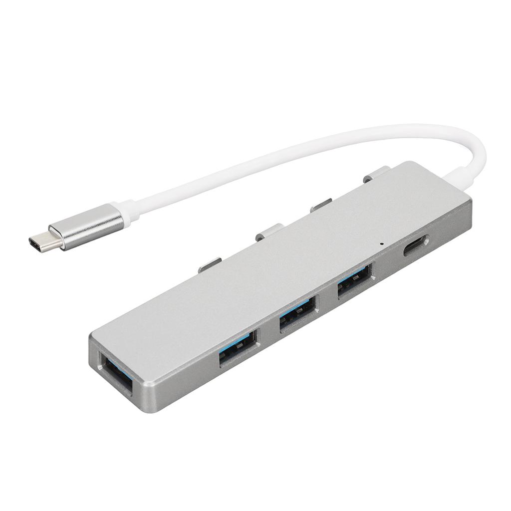 USB C zu USB Hub High Speed 1xUSB3.0 Port 3xUSB2.0 Ports 1xUSB C Stromanschluss USB C Hub Multiport Adapter Silber