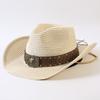 Popular European and American Classic Straw Woven Western Cowboy Hat Men's and Women's Outdoor Fashion OL Wind Woven Top Hat