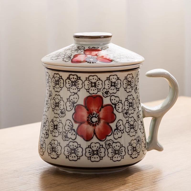 

Чайная чашка, керамический японский чайный сервиз с разделением чайной воды, офис с крышкой и фильтром, мужские и женские чайные чашки кунг-фу, кружки