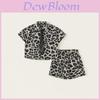 Leopard Print Boys Summer Twopiece Set With Soft Polyester Fabric For Active Kids