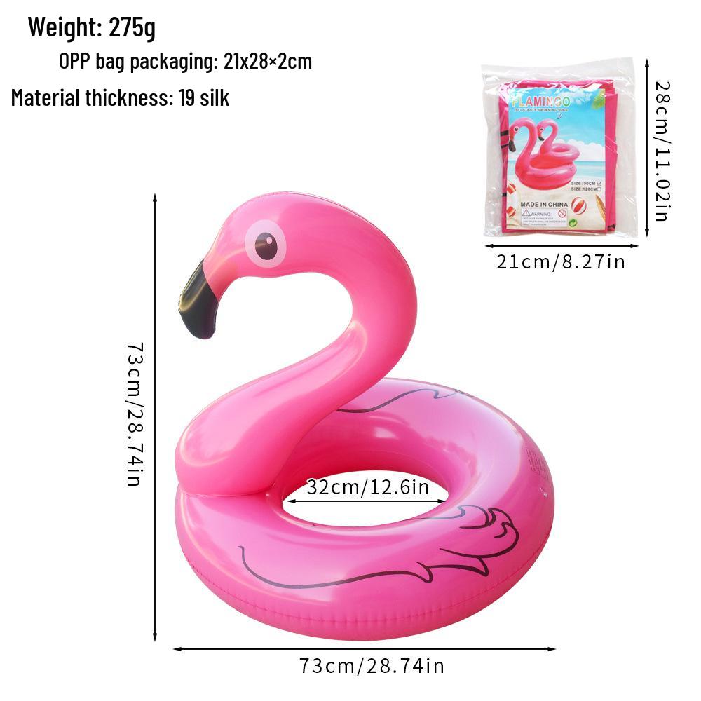 Inflatable Flamingo Swimming Ring with Sequins - Thickened Water Ride-On