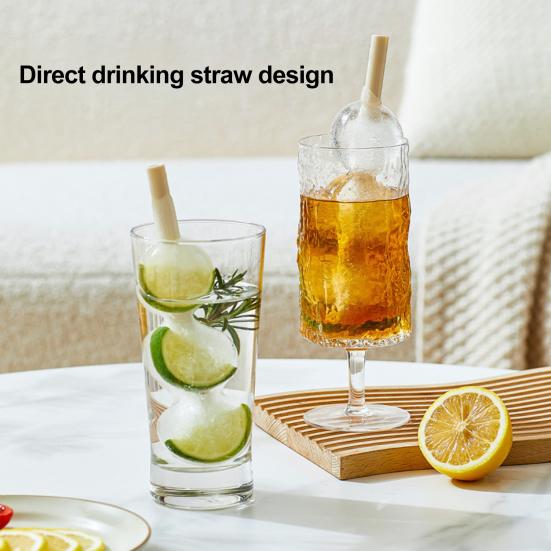 2Pcs 2-in-1 Silicone Popsicle Mold with Straw Quick Freezing Triple Balls Ice Ball Maker BPA-Free Summer Cool Water Drinks Bottle Ice Tray for Yogurt