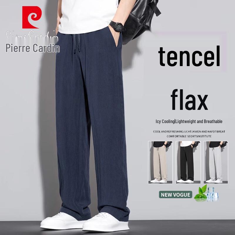 Pierre Cardin Men's Summer Tencel Linen Straight Casual Pants