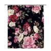 Black Background Rose Floral Shower Curtain Machine Washable All Season Waterproof Privacy Protection Elegant Design Romantic