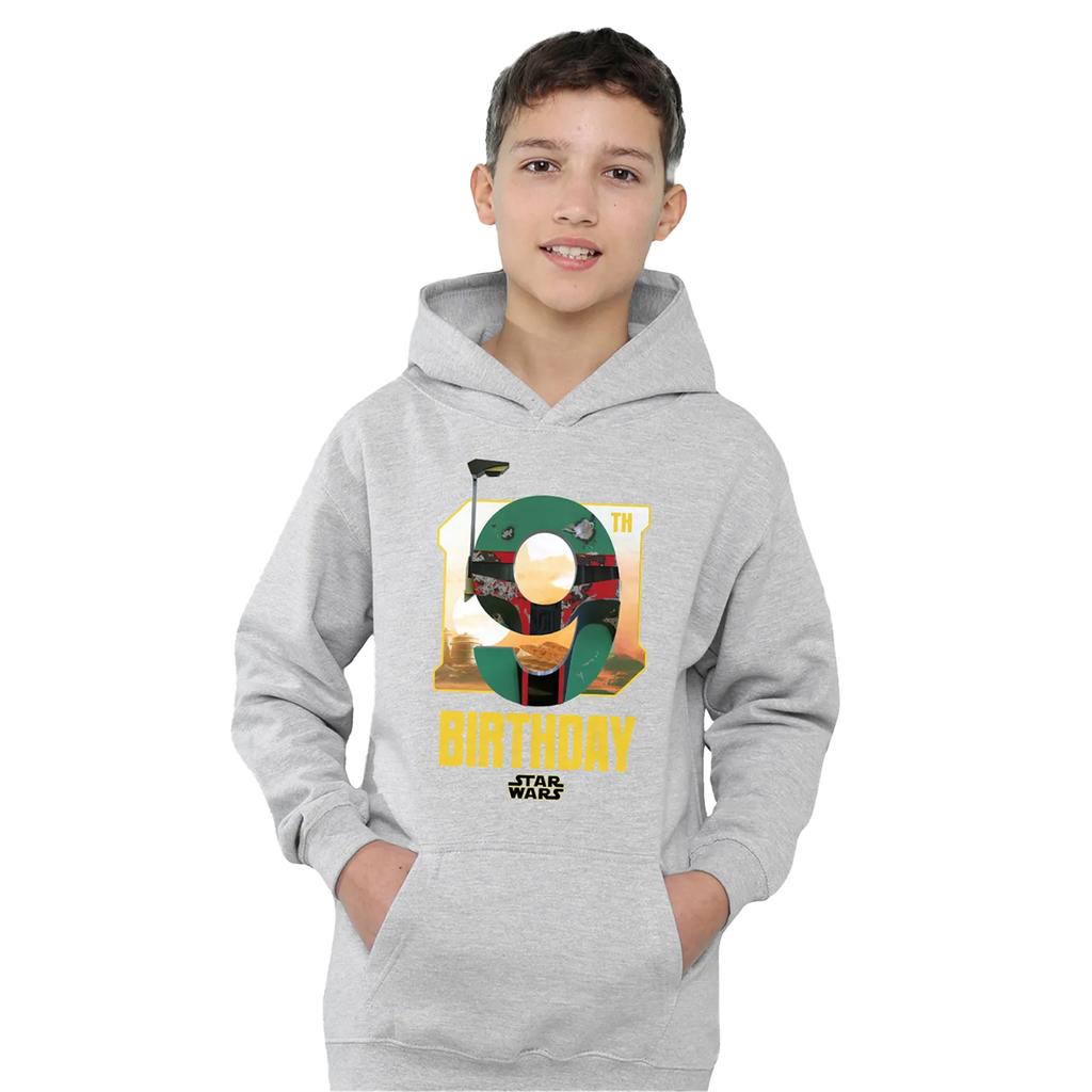 STAR WARS Childrens/Kids 9 Boba Fett Heather Pullover Hoodie