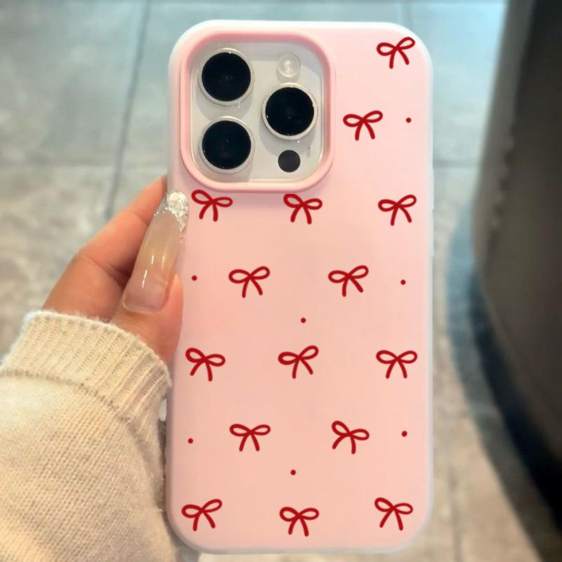 Custodia per Telefono Opaca con Stampa Fiocco Rosso Carino per iPhone 17 Air 16 15 14 13 12 11 Pro Max X XS XR 7 8 Plus 16E SE2 Cover Antiurto