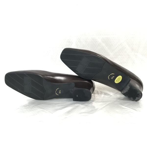 USED/Made In Japan TRUSSARDI High-Quality Leather Low Heel Pumps 23.5 Dark Brown