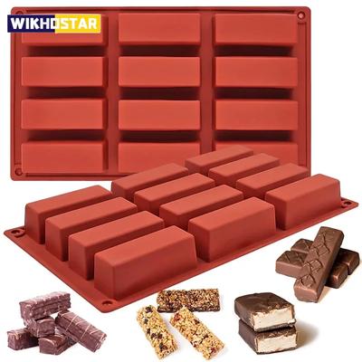 12 Gitter-Schokoriegelformen zum Backen von Energieriegeln, Proteinriegeln, Trüffeln, Brownies, Maisbrot, Käsekuchen, Seifenbutterformen