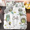 Kawaii Cartoon Owl Duvet Cover Set Full Queen King Size Owl Bedding Set For Girls Boys Brown Owl Cartoon Animal Comforter Cover