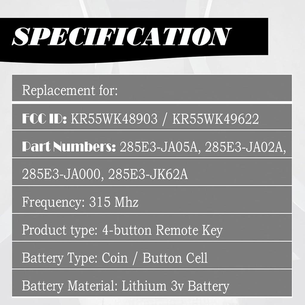 MechanMagic Remote Control Key Fob Replacement For 2007-2012 Nissan Altima/ 09-14 Maxima Murano Infiniti FX35/ 08-13 G37 FX50 Q60 QX70 11-12 G25/