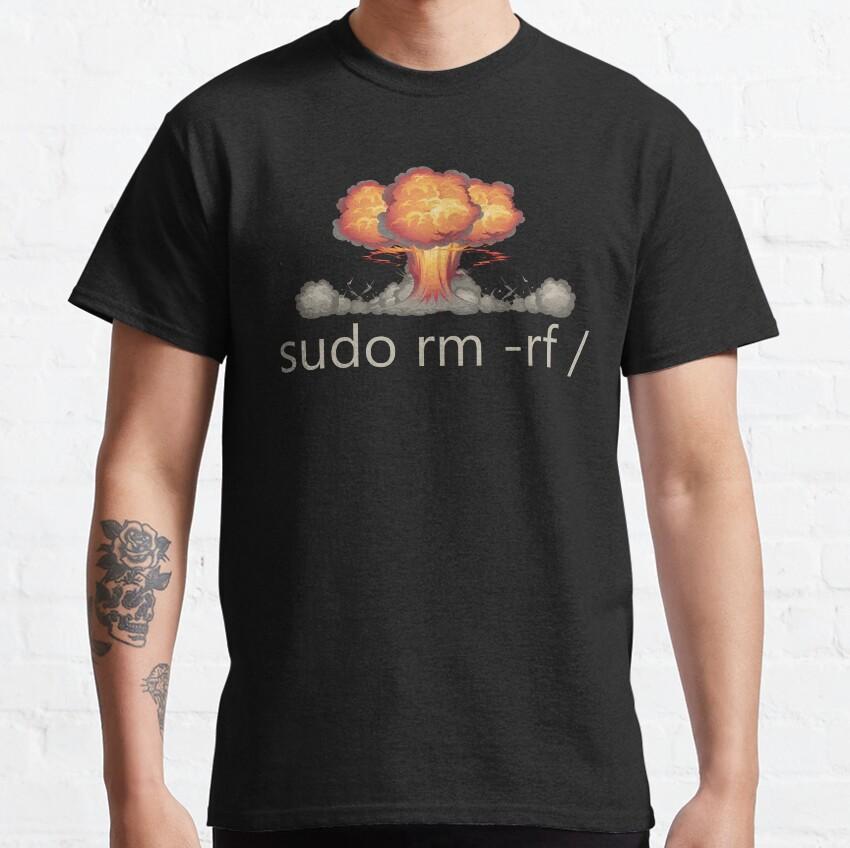 Sudo Rm -rf  GAME OVER Linux Command Geek Nerd Terminal Ubuntu Computer 100% Cotton Clothing Printed Plus Size T-Shirt for Man