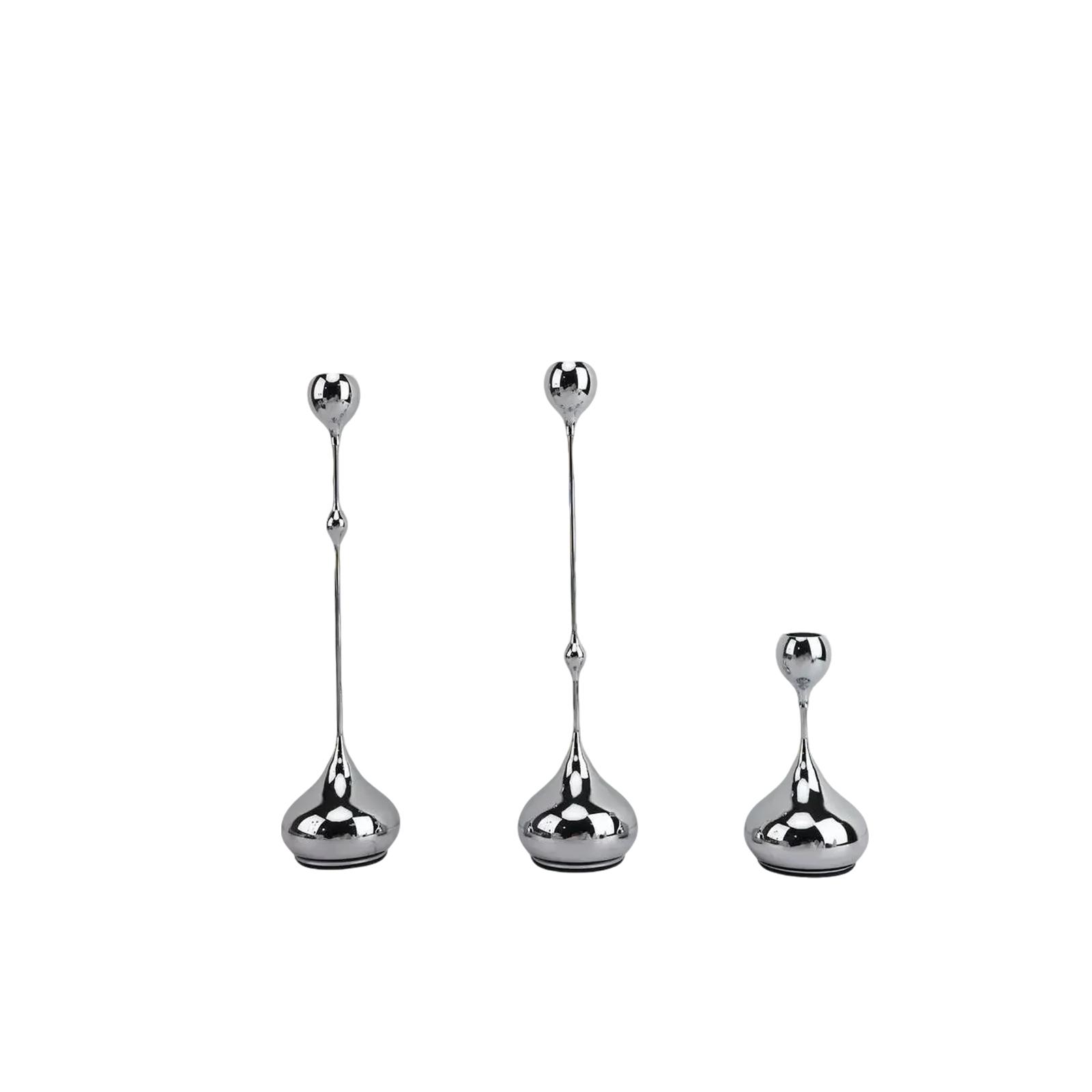 

Candle Holders Set Of 3 - Taper Candle Holders Table Decor, Elegant Minimalist Design, Perfect For Weddings, Parties, And Home Decor One Size серебряный