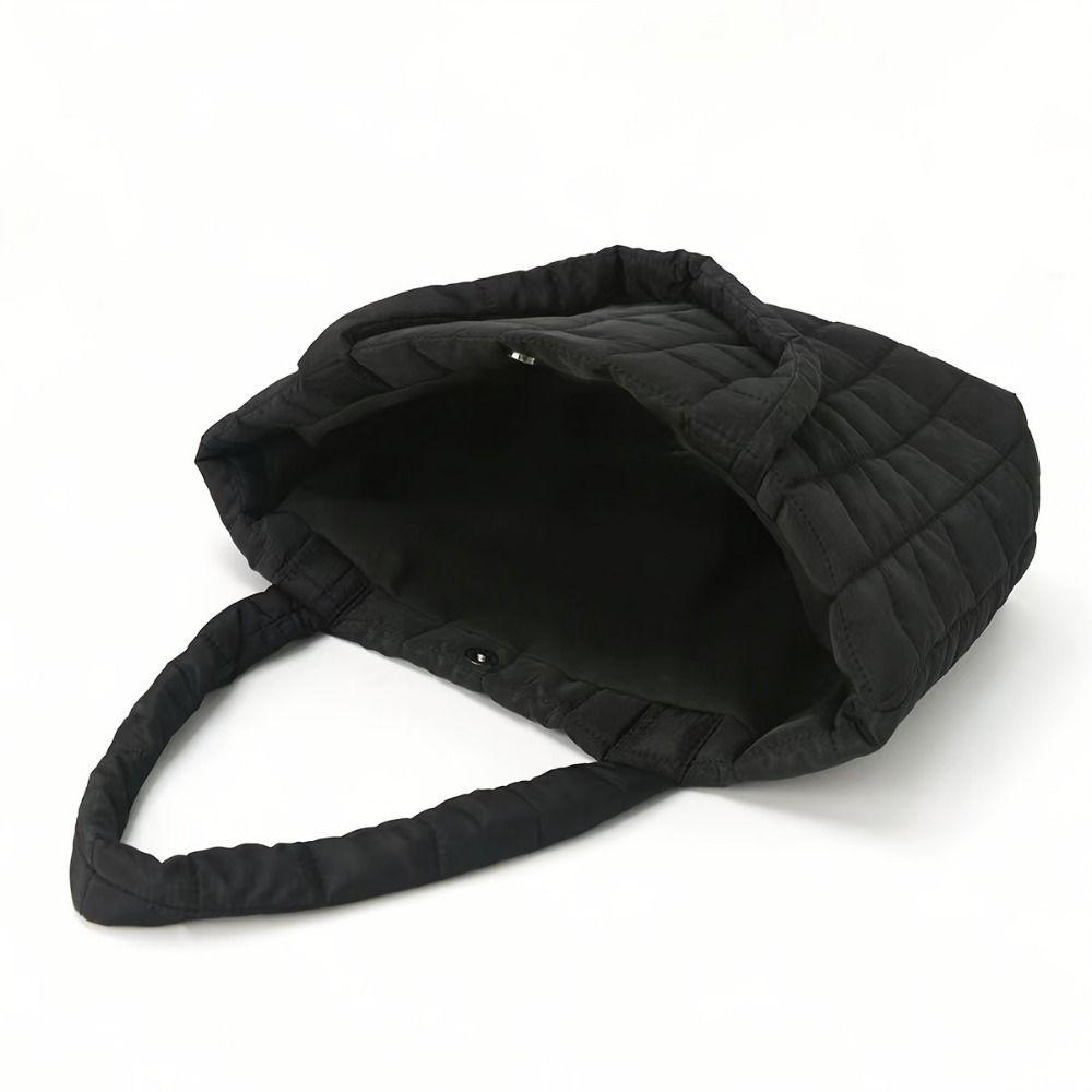 Solid Color Quilted Shoulder Bag Checkered Quilted Handbag Trendy Fashion Tote Bag  Female Use