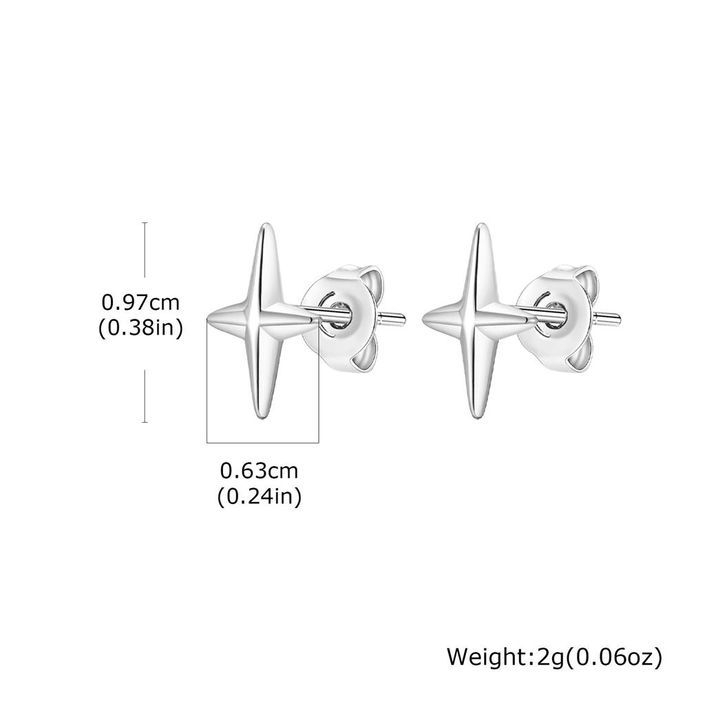 Hip Hop Star Stud Earrings for Men Women,Silver Color Zircon Star Tiny Stud Earrings,Minimalist Ear Hole Care Accessories Gifts
