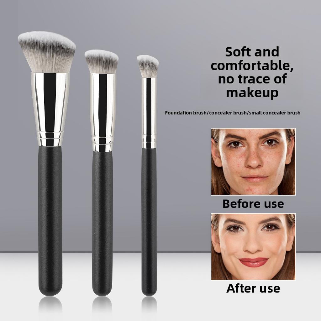 3 sets 170 oblique head foundation brush 270 concealer brush, do not eat pink soft hair makeup brush seamless concealer brush