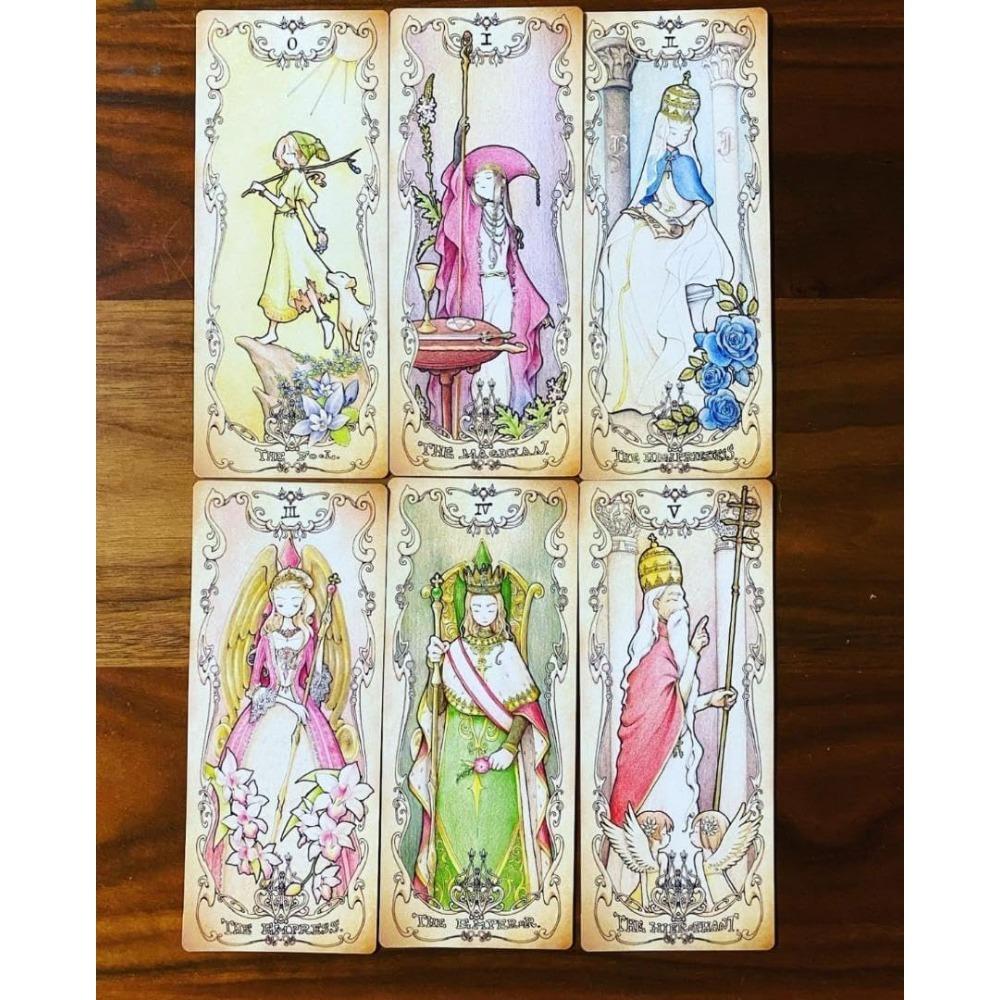 Low Scare Tarot 12*5,5 cm 78 stk Kort Legg til The Language of Flowers i hemmelighet Japansk anime-stil tegneserie-tarotkort