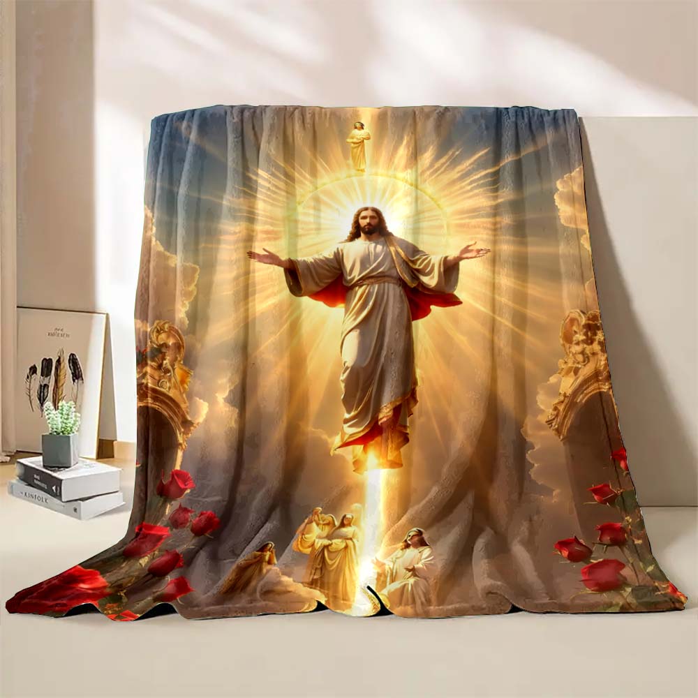 6 Sizes God Jesus Believer Pray Printed Blanket Soft and Comfortable Home Travel Blanket Adult and Child Warm Blanket Catholic