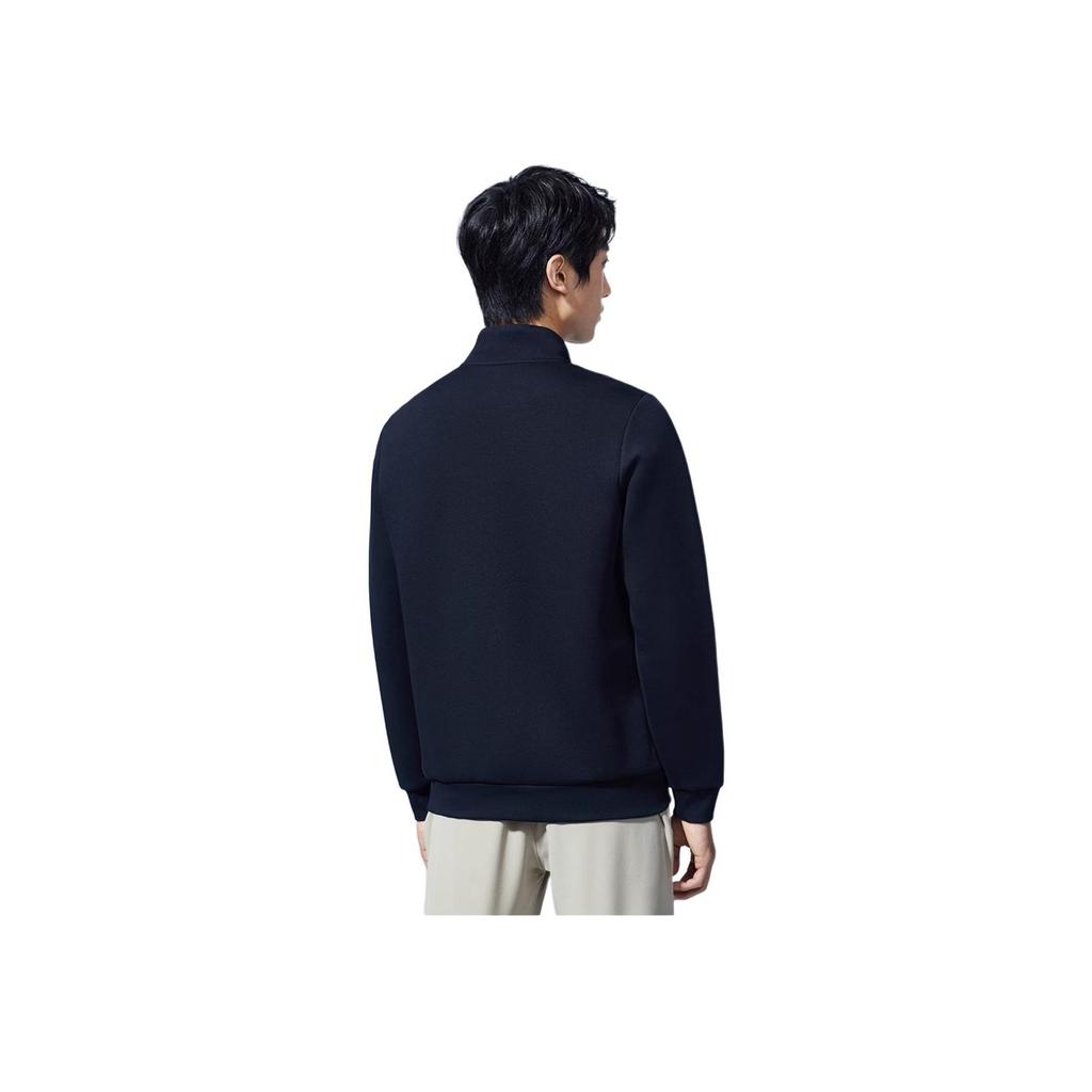 Anta Training Series Solid Color Logo Print Zip-Up Knit Sports Jacket Men Jackets Black 152317709-2