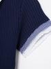 2025 European & American Style Women's Spring Ribbed T-Shirt with Turn-Down Collar