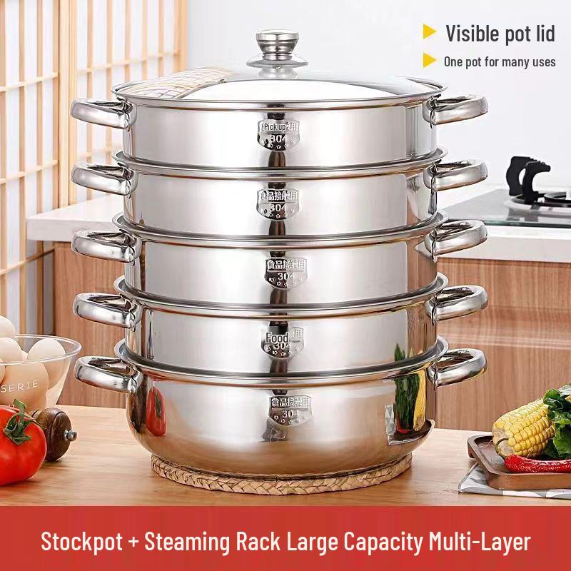 Thickened Stainless Steel Multi-Layer Steamer for Home Use