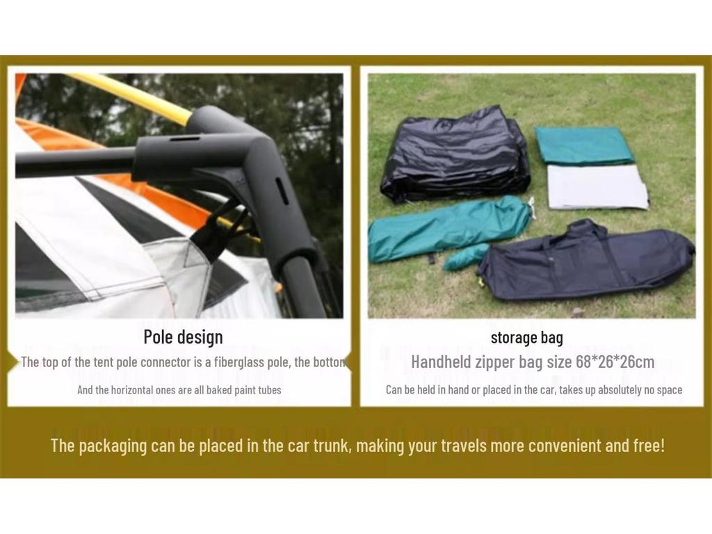 Double-Layer Outdoor Tent: Two Rooms & Living Area - Spacious, Portable, and Durable for Camping & Picnics
