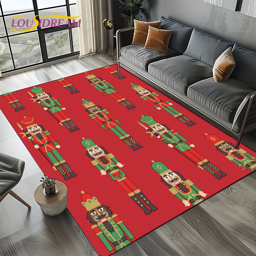 Christmas Tree New Year Nutcracker Cartoon Fairy Tales Carpet Rug for Living Room Bedroom Home Sofa Decoration,Kids Floor Mat