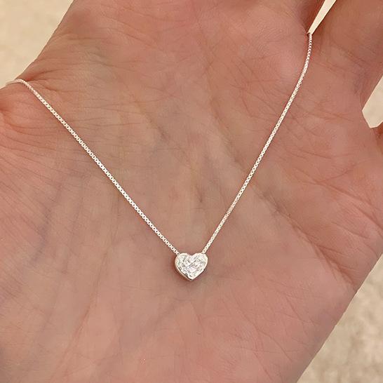 Mini Sparkling Heart Necklace Delicate Collarbone Chain Light Luxury Minimalist